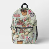 Aangepaste tekst koele hand getekende bloemschede bedrukte rugzak (Voorkant)