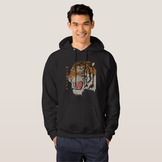 Aangepaste tekst koele illustratie van wild dierli hoodie (Voorkant volledig)