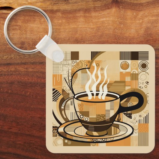 Aangepaste tekst koffie sleutelhanger (Voorkant)