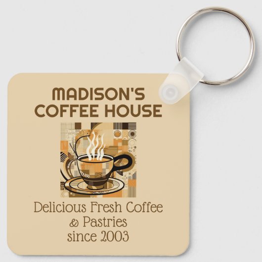 Aangepaste tekst koffie sleutelhanger (Achterkant)