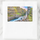 Aangepaste tekst Kolufossar Waterfall, IJsland Rechthoekige Sticker (Tas)