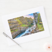 Aangepaste tekst Kolufossar Waterfall, IJsland Rechthoekige Sticker (Envelop)