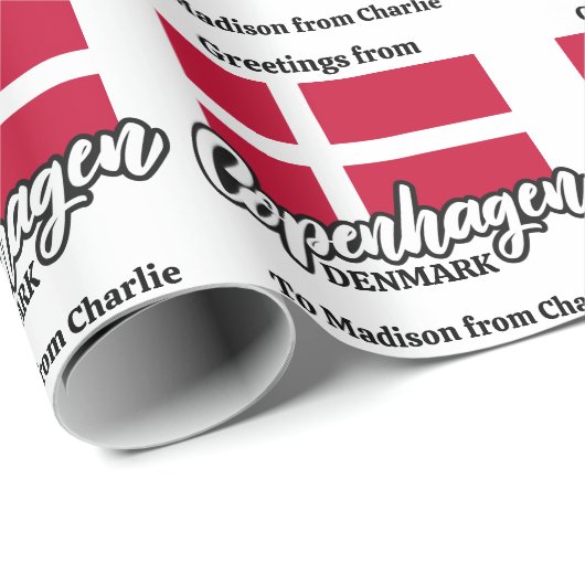 Aangepaste tekst Kopenhagen Denemarken Cadeaupapier (Rol Hoek)