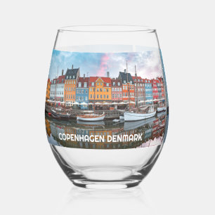Aangepaste tekst Kopenhagen Denemarken Wijnglas Zonder Voet