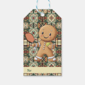 Aangepaste tekst Kruimelig Kerst Rally Gingerbread Cadeaulabel (Voorkant)