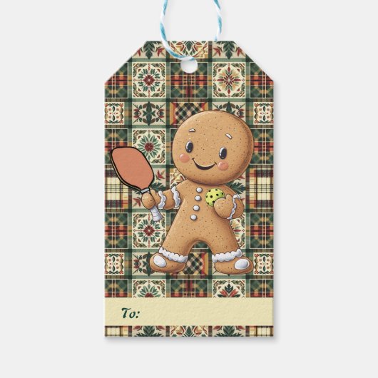 Aangepaste tekst Kruimelig Kerst Rally Gingerbread Cadeaulabel (Voorkant)