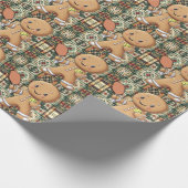 Aangepaste tekst Kruimelig Kerst Rally Gingerbread Cadeaupapier (Hoek)