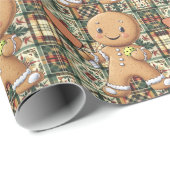 Aangepaste tekst Kruimelig Kerst Rally Gingerbread Cadeaupapier (Rol Hoek)