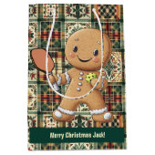 Aangepaste tekst Kruimelig Kerst Rally Gingerbread Medium Cadeauzakje (Voorkant)