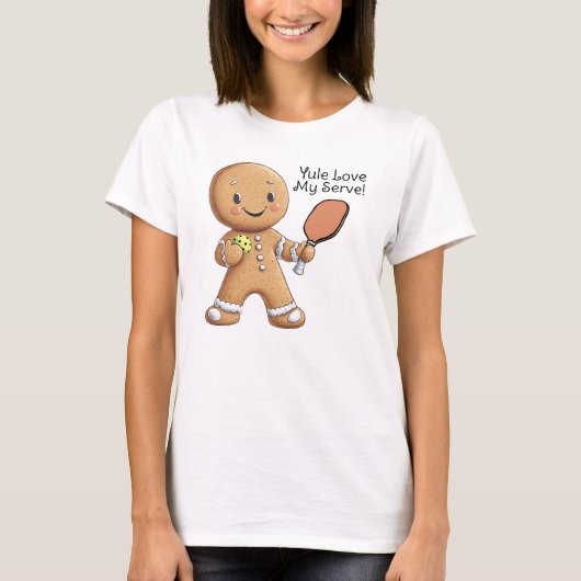 Aangepaste tekst Kruimelig Kerst Rally Gingerbread T-shirt (Voorkant)