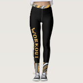 Aangepaste tekst l Abstract patroon l Workout Zwar Leggings (Voorkant)