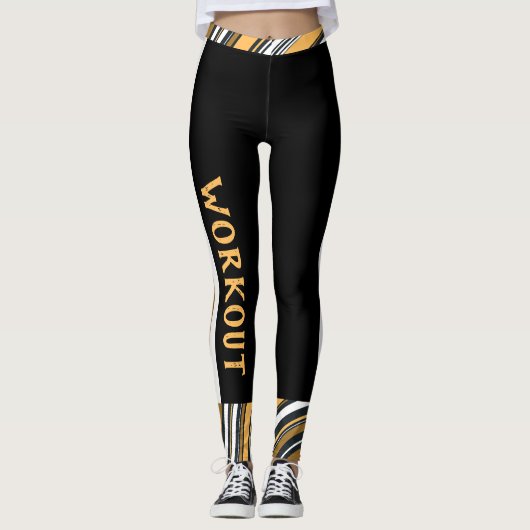 Aangepaste tekst l Abstract patroon l Workout Zwar Leggings (Voorkant)