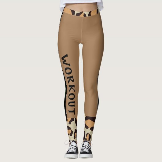 Aangepaste tekst l Dierlijke achtergrond l Workout Leggings (Voorkant)