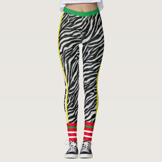 Aangepaste tekst l Modern ontwerp l Dierenprint l Leggings (Voorkant)