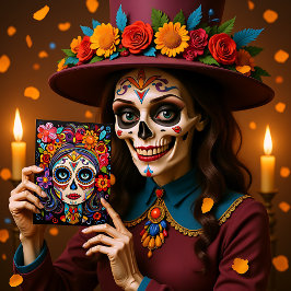 Aangepaste tekst 💀 La Calavera Catrina Briefkaart