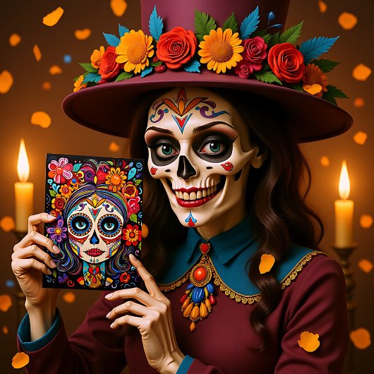 Aangepaste tekst 💀 La Calavera Catrina Briefkaart