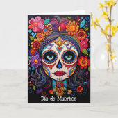 Aangepaste tekst 💀 La Calavera Catrina Kaart (Gele Bloem)