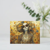 Aangepaste tekst 💀 La Calavera Catrina met bloeme Briefkaart (Staand voorkant)