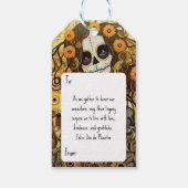 Aangepaste tekst 💀 La Calavera Catrina met bloeme Cadeaulabel (Achterkant)