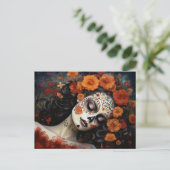 Aangepaste tekst 💀 La Calavera Catrina met rozen Briefkaart (Staand voorkant)