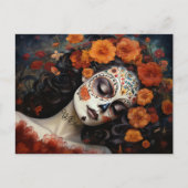 Aangepaste tekst 💀 La Calavera Catrina met rozen Briefkaart (Voorkant)