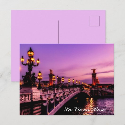 Aangepaste tekst La Vie en Roos Seine Paris Frankr Briefkaart (Voorkant / Achterkant)