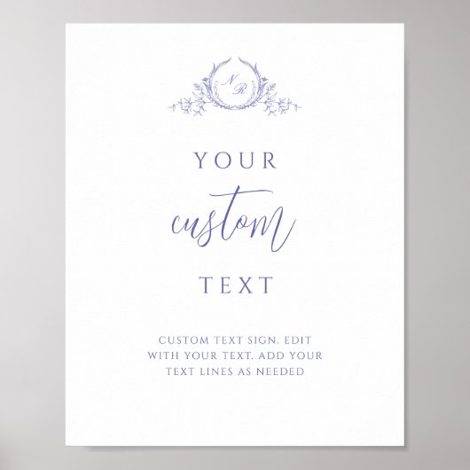 Aangepaste tekst Lavendel, Script Monogram Trouwte Poster (Voorkant)