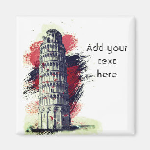 Aangepaste tekst Leaning Tower of Pisa Travel Koel Magneet