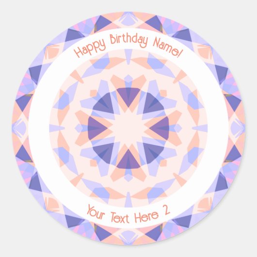 Aangepaste tekst Leeftijd Roze Paars Verjaardag Ma Ronde Sticker (Voorkant)