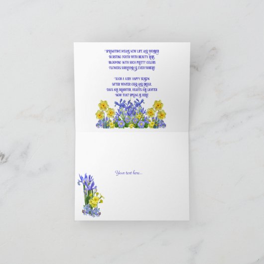 Aangepaste tekst lente bloemen en vlinders kaart (Binnen)