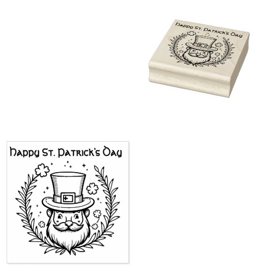Aangepaste tekst, Leprechaun Loop Rubberstempel (Gestempeld)