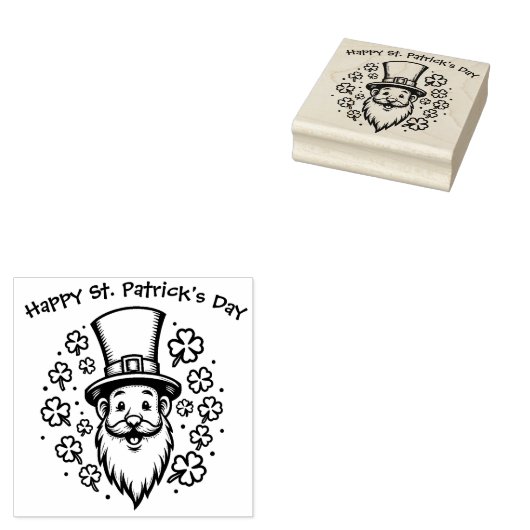Aangepaste tekst, Leprechaun Pop Rubberstempel (Gestempeld)