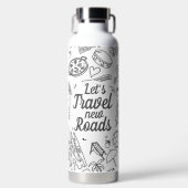Aangepaste tekst Let's Travel Pictogram Wit Waterfles (Voorkant)