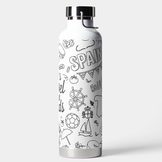 Aangepaste tekst Let's Travel Pictogram Wit Waterfles (Links)