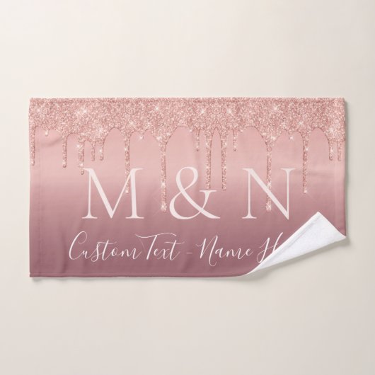 Aangepaste tekst Letters Roos Gouden Blush Badhand Bad Handdoek (Handdoek)