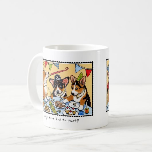 Aangepaste tekst Leuk Corgi Hond Verjaardagsfeest Koffiemok (Voorkant links)