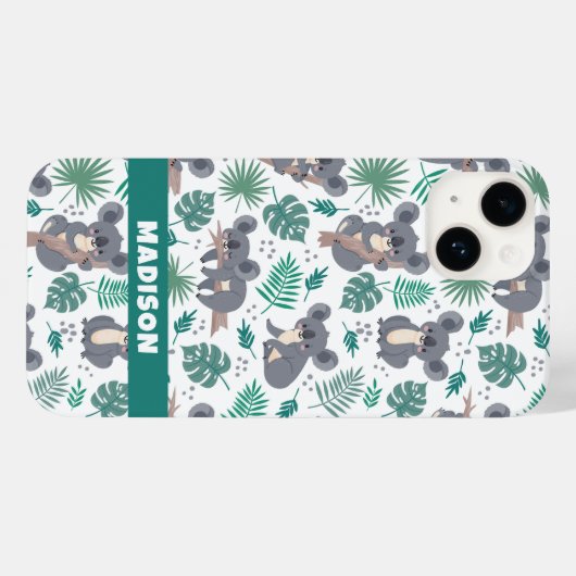 Aangepaste tekst Leuke Koala's Patroon Case-Mate iPhone Case (Achterkant (horizontaal))