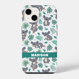 Aangepaste tekst Leuke Koala's Patroon iPhone 14 Hoesje