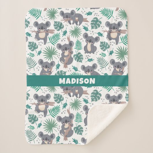 Aangepaste tekst Leuke Koala's Patroon Sherpa Deken (Voorkant)