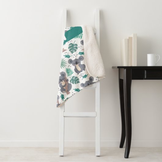 Aangepaste tekst Leuke Koala's Patroon Sherpa Deken (In situ)