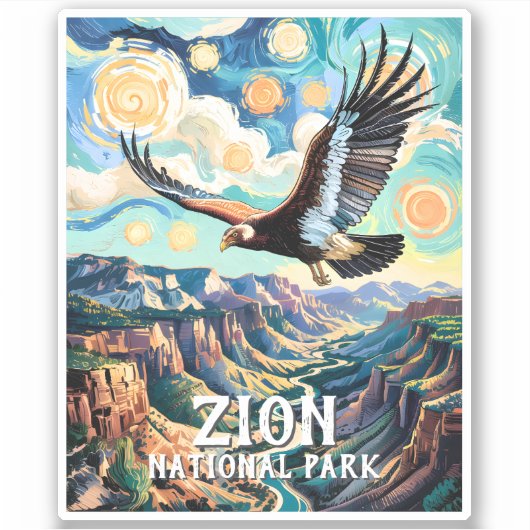 Aangepaste tekst Levendige Zion Canyon Vogel Condo Sticker (Voorkant)