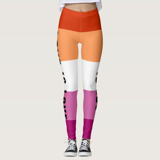 Aangepaste tekst LGBT regenboog Lesbische Pride Fl Leggings (Voorkant)