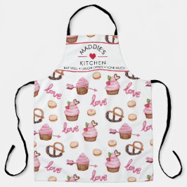 Aangepaste tekst Liefde Cupcake Patroon Schort