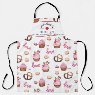 Aangepaste tekst Liefde Cupcake Patroon Schort