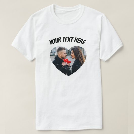 Aangepaste tekst & liefde foto hart t-shirt (Design voorkant)