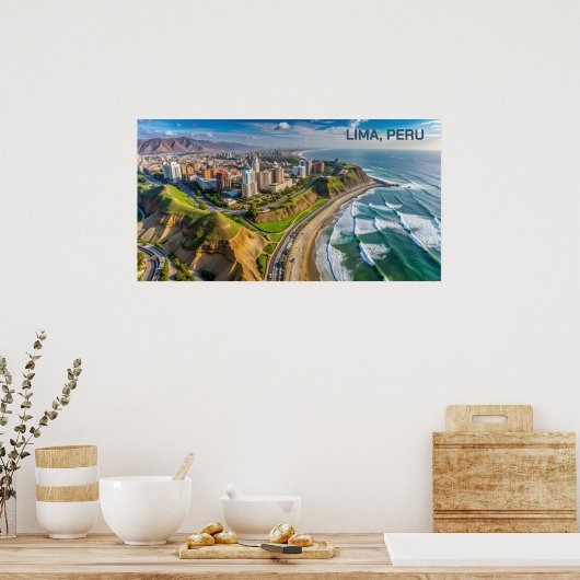 Aangepaste tekst Lima, Peru Poster (Keuken)