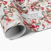 Aangepaste tekst lint en bogen Kerstmis Cadeaupapier