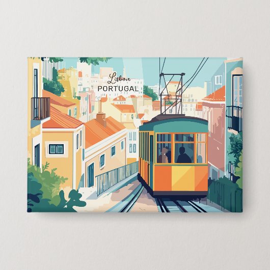 Aangepaste tekst Lissabon Portugal Button (Voorkant)
