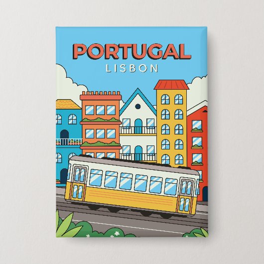 Aangepaste tekst Lissabon Portugal Button (Voorkant)