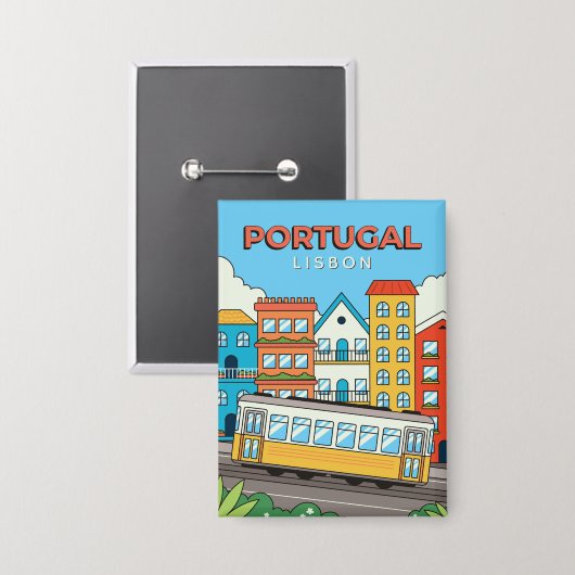 Aangepaste tekst Lissabon Portugal Button (Voorkant / Achterkant)